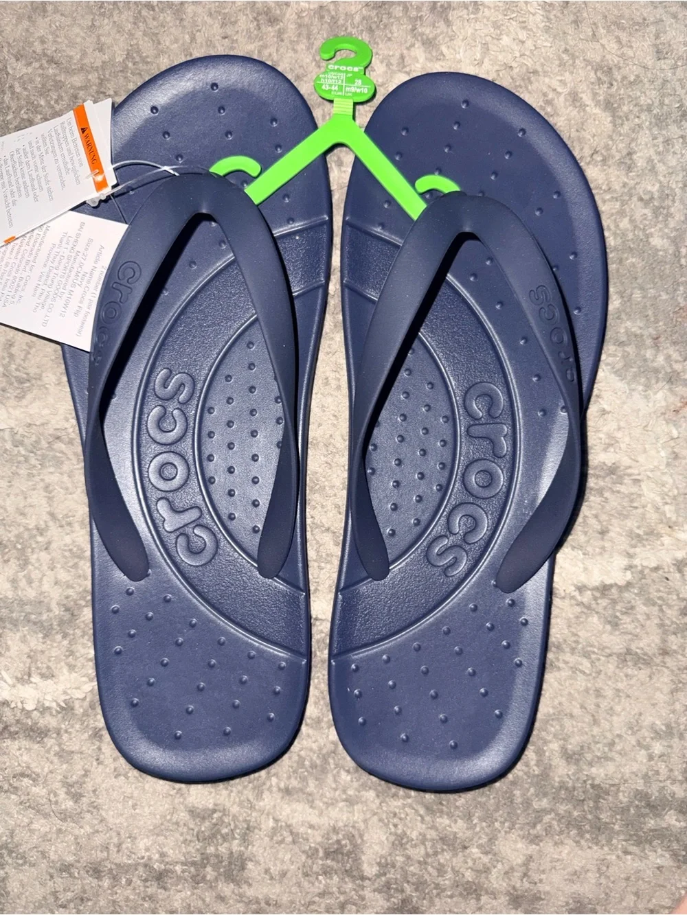 Crocs Flip Navy Blue Unisex Sandals Men’s 10 Women’s 12 NWT